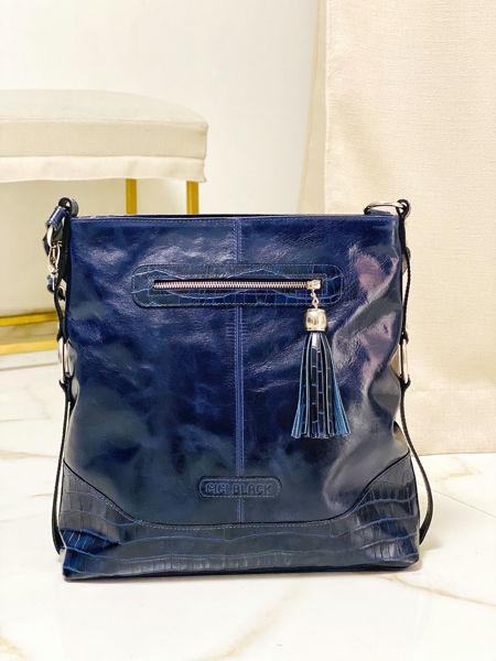 Imagen de Cartera Serena Azul Milano Croco