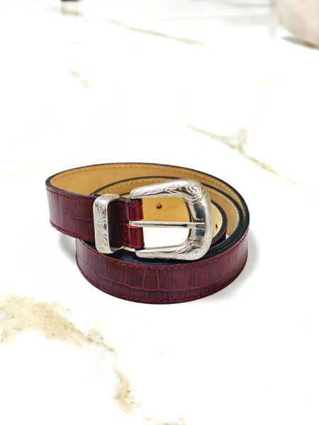 Imagen de Cinto de Cuero Bordo Croco