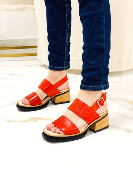 Imagen de Sandalia Lenz Rojo Lagarto Milano