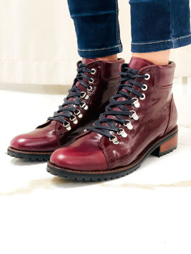 Botas Borcegos Bordo Borcegos Bordo Charol Cici Borcego Cuero