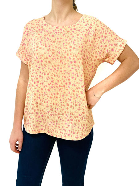 Imagen de Blusa Tannery Estampado Naranja y Fucsia