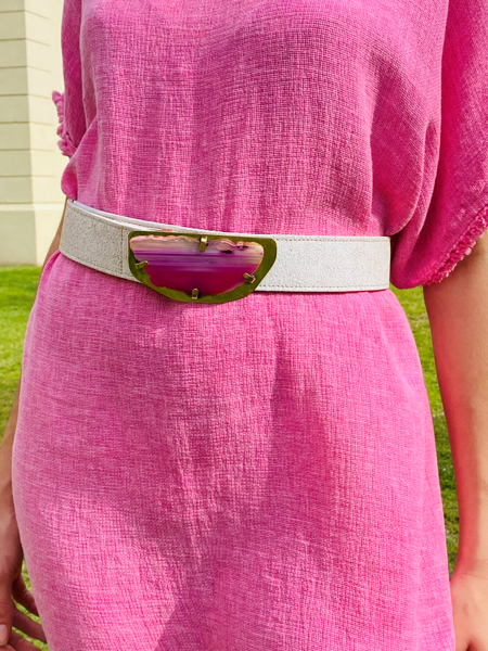 Imagen de Cinto de Piedra Blanco y Fucsia