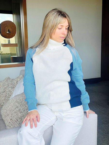 Imagen de Polera Dobby Azul Celeste y Blanco