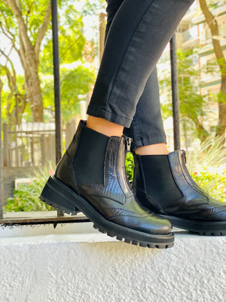 Imagen de Bota Bruselas Negro Lagarto Milano