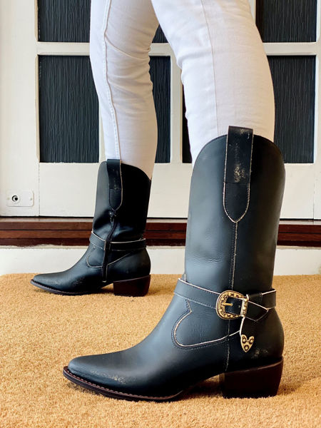 Imagen de Bota Texana Dortmund Negro Rustico