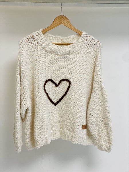 Imagen de Buzo Lana Merino Natural Corazon