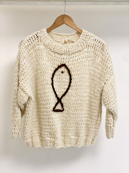 Imagen de Buzo Lana Merino Natural Pez