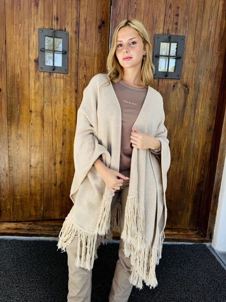 Imagen de Ruana Lara Lana Merino Beige
