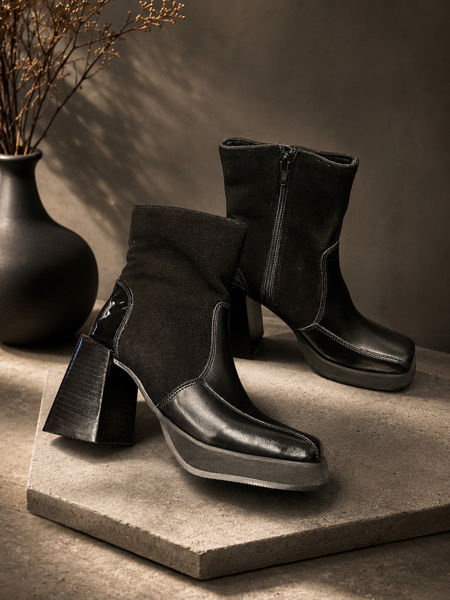 Imagen de Bota Norell Negro Charol Gamuza