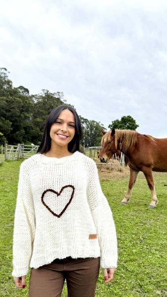 Imagen de Buzo Lana Merino Natural Corazon